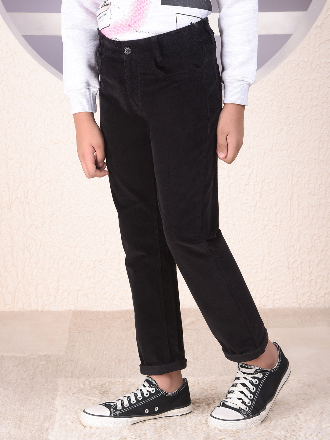 Modern Black Corduroy Trousers