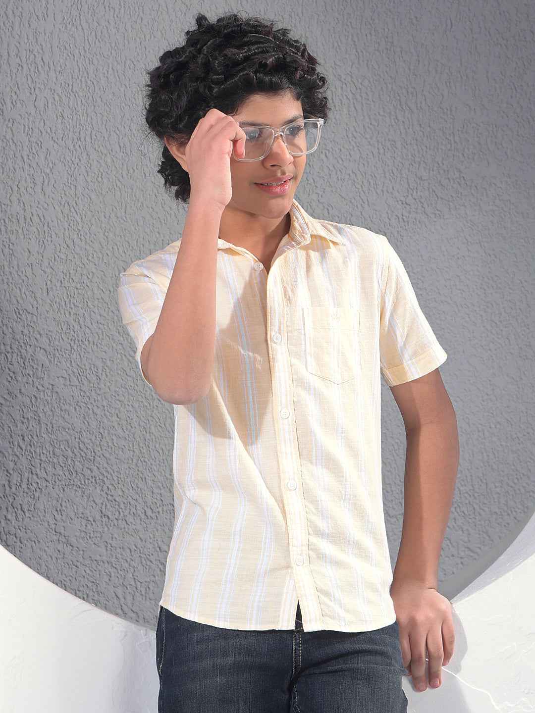 Yellow Vertical Stripes 100% Cotton Shirt