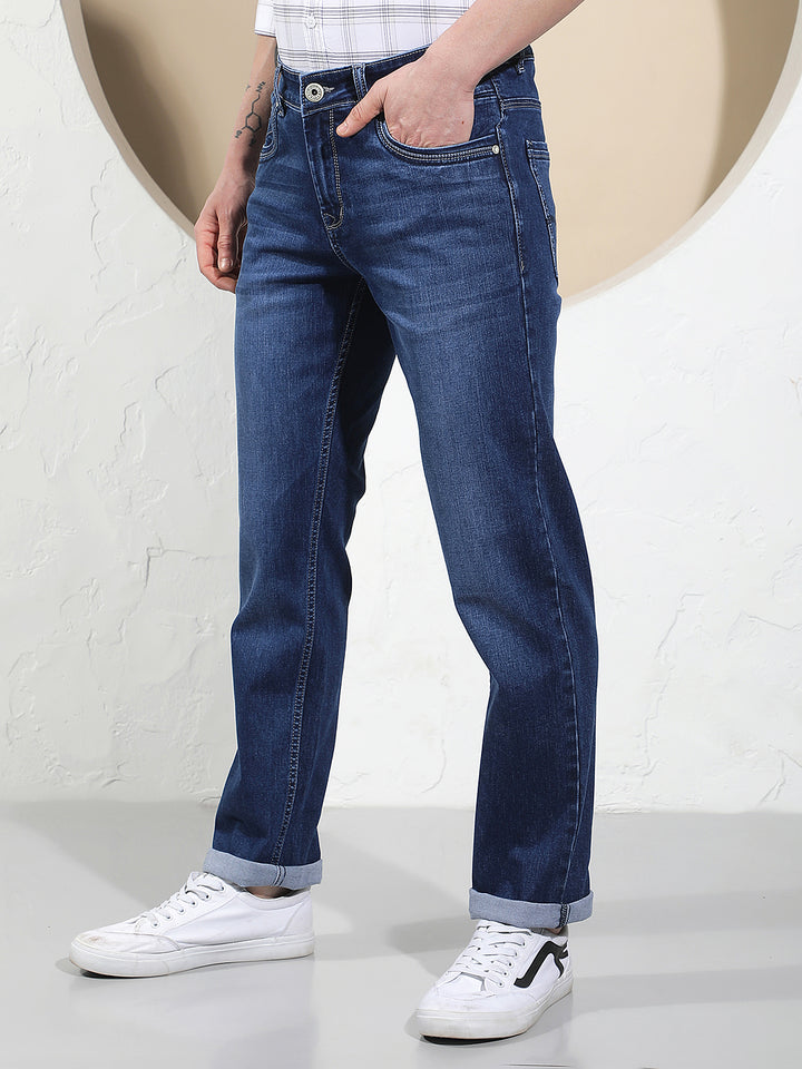 Luxe Ocean Blue Straight Jeans