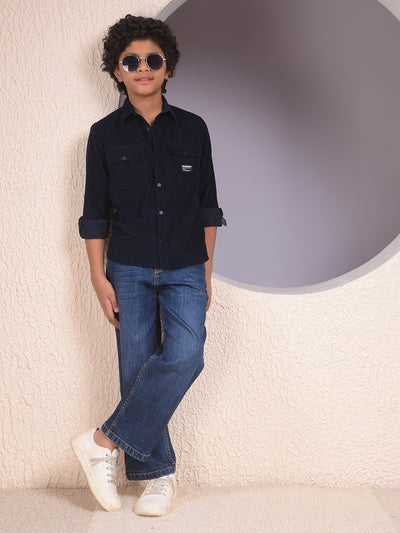 Blue 100% Cotton Corduory Shirt