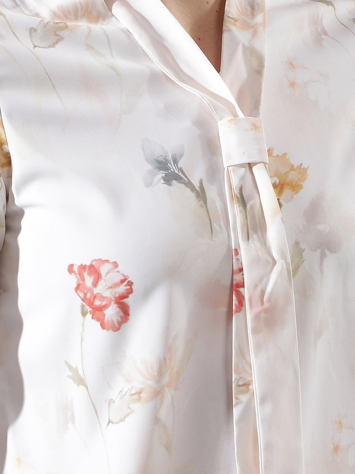 Peach Floral Print Top