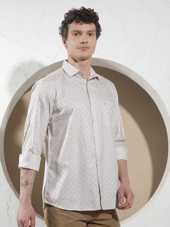 Classic Beige Printed Shirt