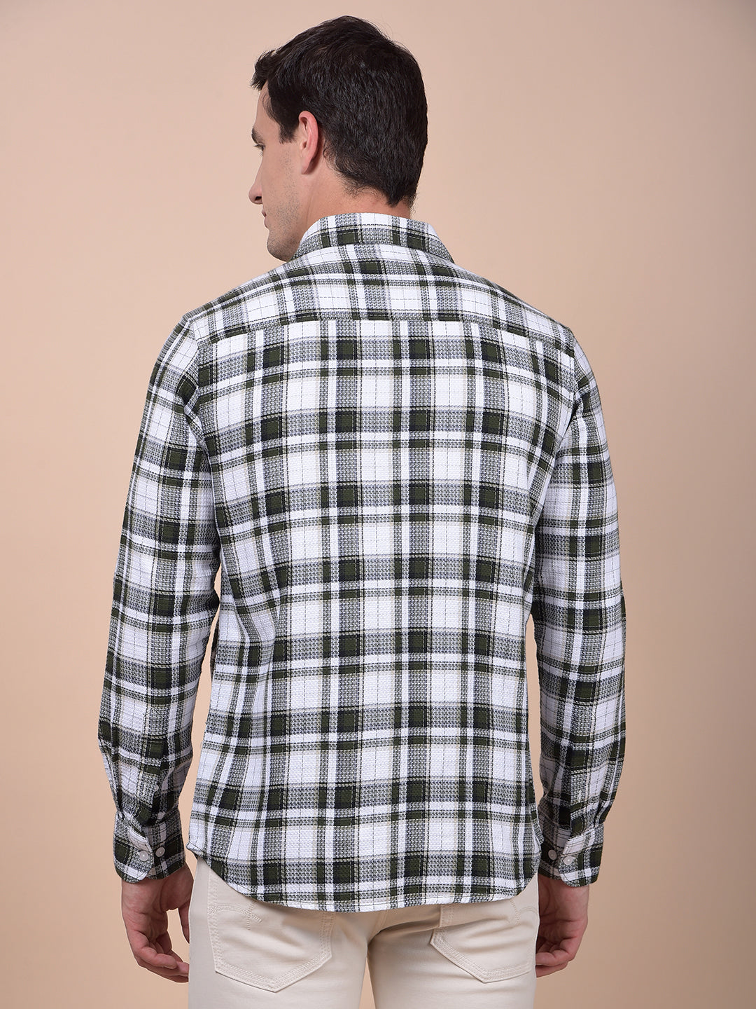 Olive Checked 100% Cotton Shirt