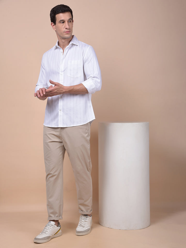 White Vertical Stripes Shirt