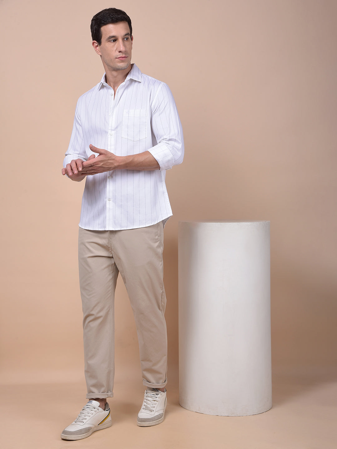 White Vertical Stripes Shirt