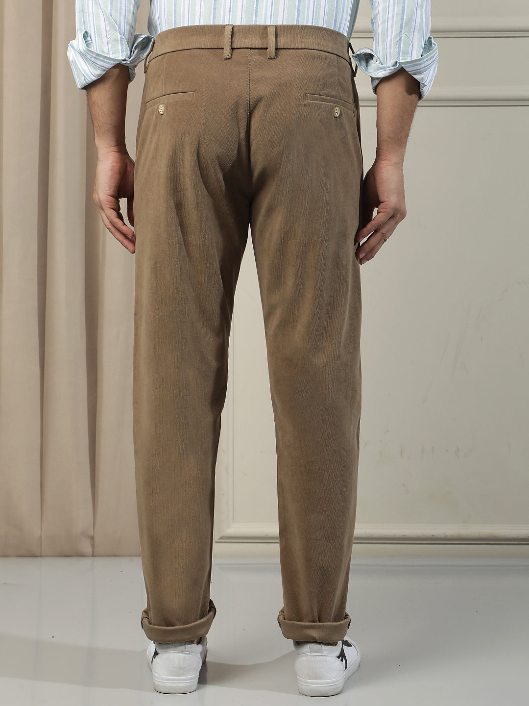 Sleek Terracotta Brown Corduroy Trousers