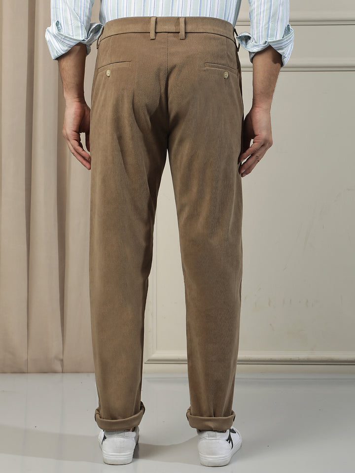 Sleek Terracotta Brown Corduroy Trousers