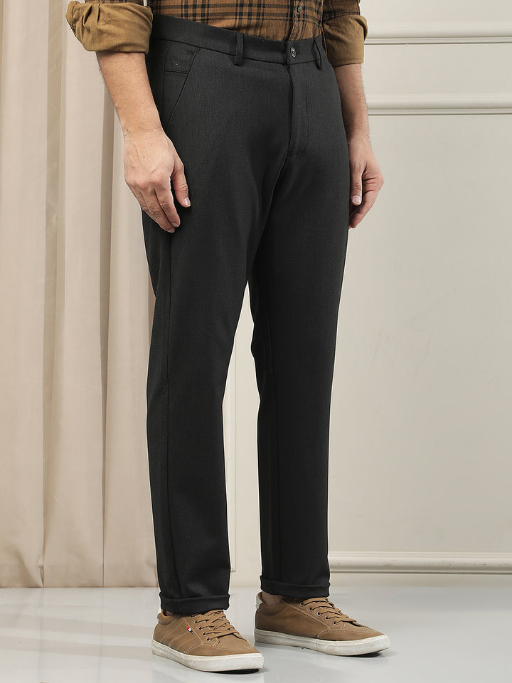 Black Textured Knitted Trousers