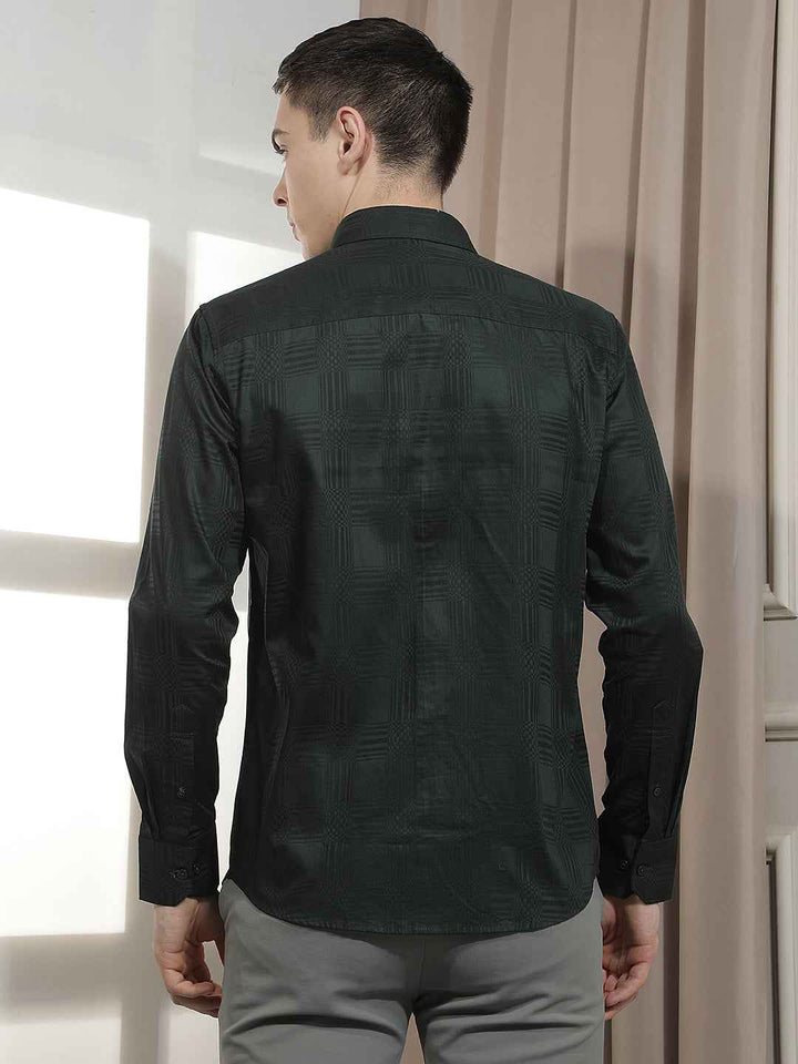 Green Jacquard 100% Cotton Shirt