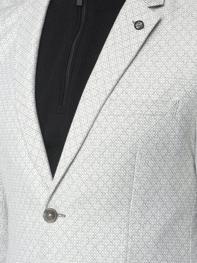 Grey Notched Lapel Single-Breasted Blazer