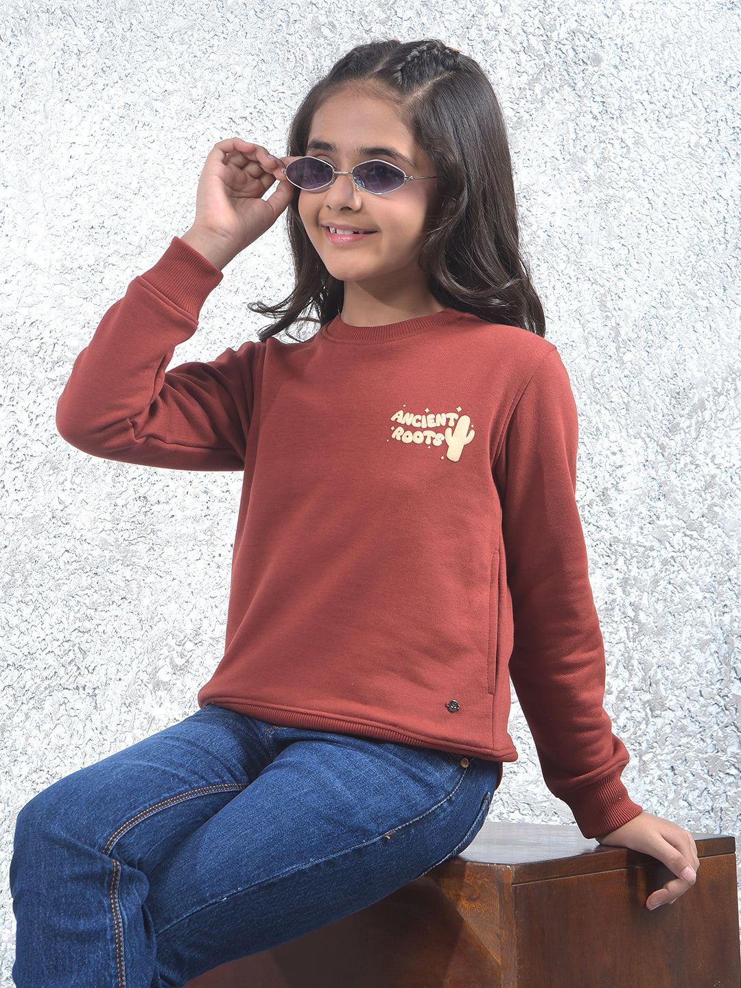 All-Day Comfort Red Knitted Sweatshirt