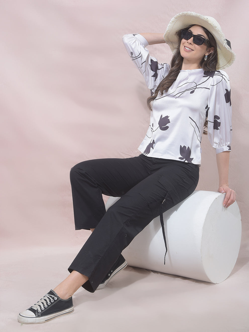 Black Twill Cargo Trousers