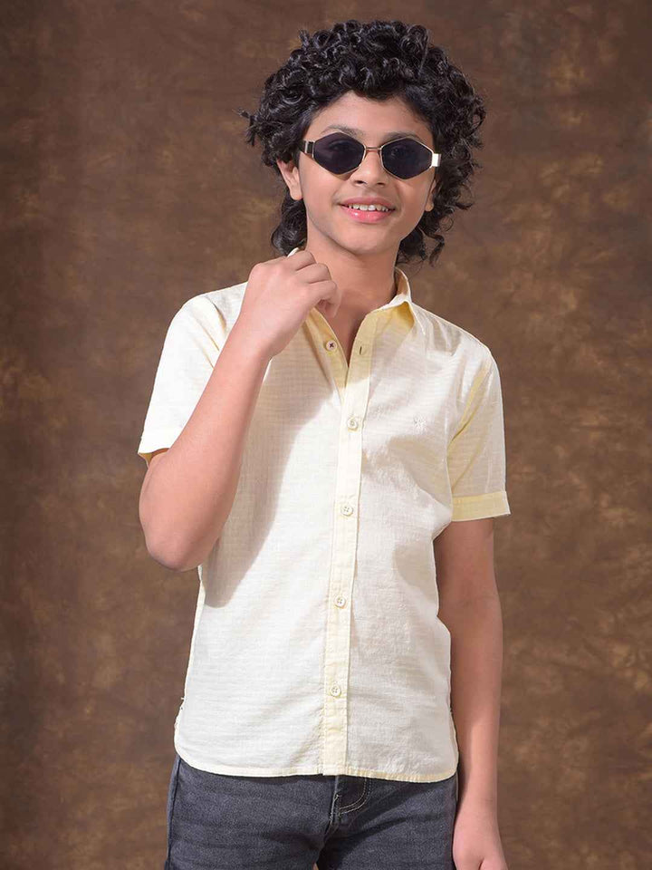Yellow Textured Casual Shirt