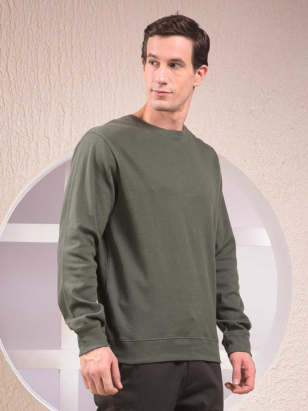 Green Jacquard 100% Cotton Sweatshirt