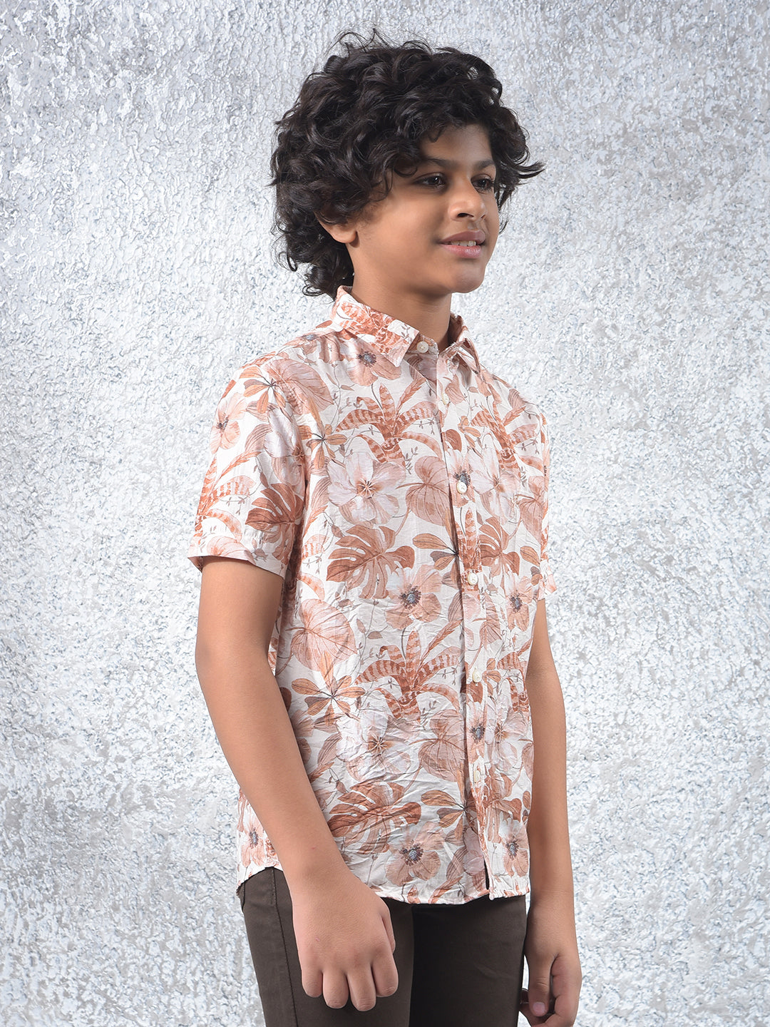 Brown Floral Print Shirt