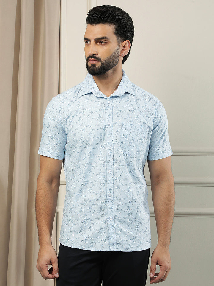 Blue Floral Print Shirt