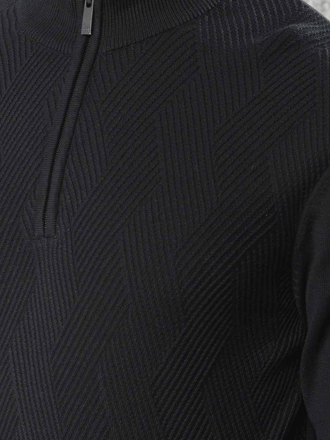 Black Jacquard 100% Cotton Sweater