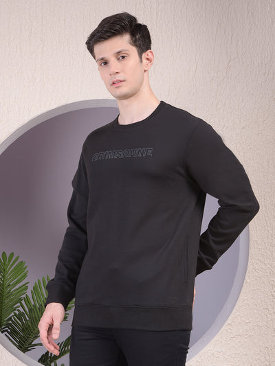 Black Typographic Print Sweatshirt