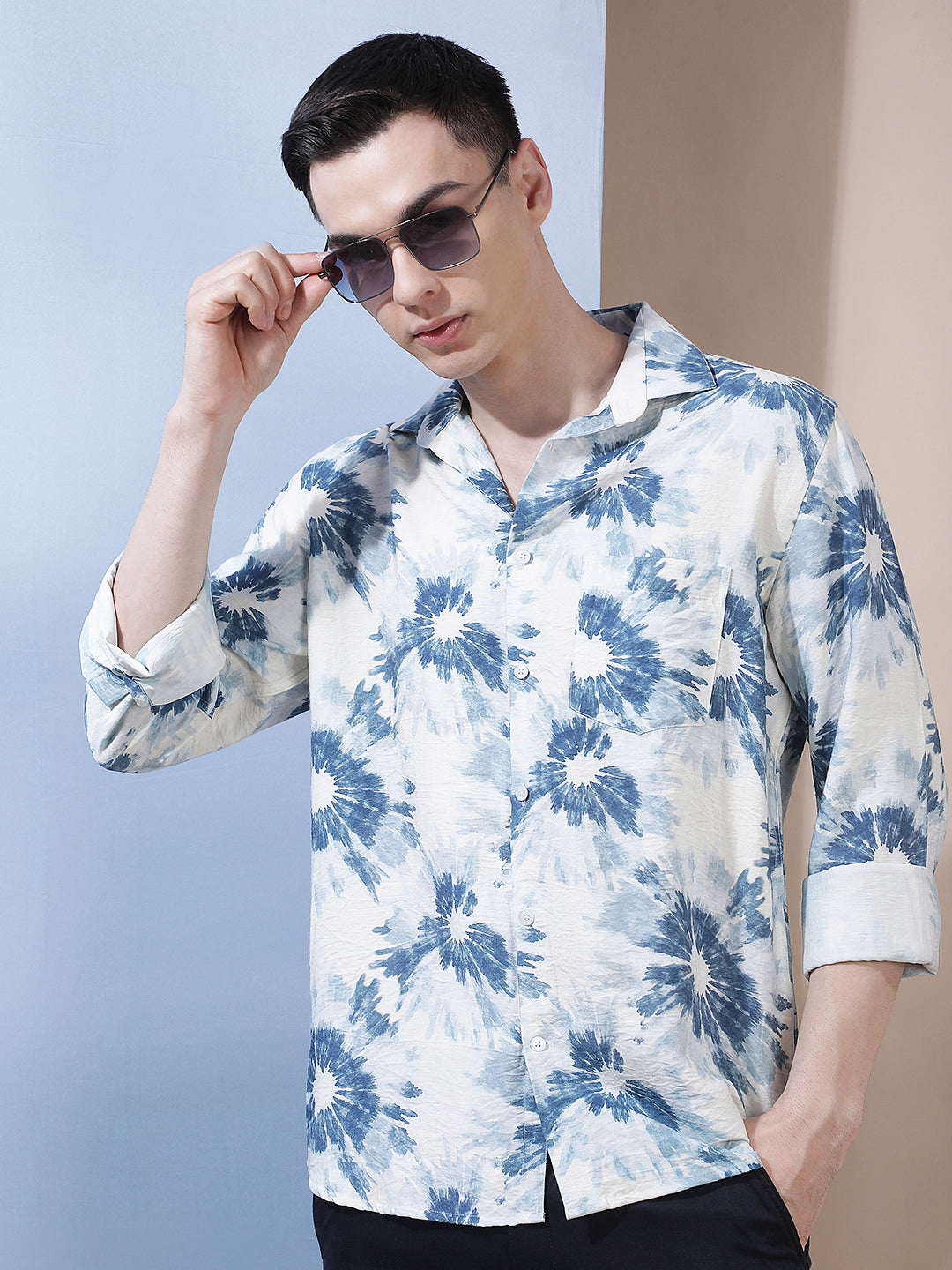 Blue Abstract Print Shirt