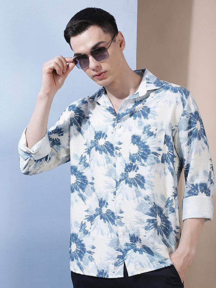 Blue Abstract Print Shirt