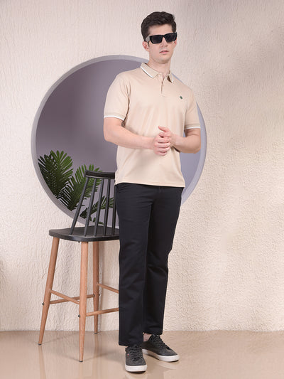 Beige Polo-Neck T-Shirt