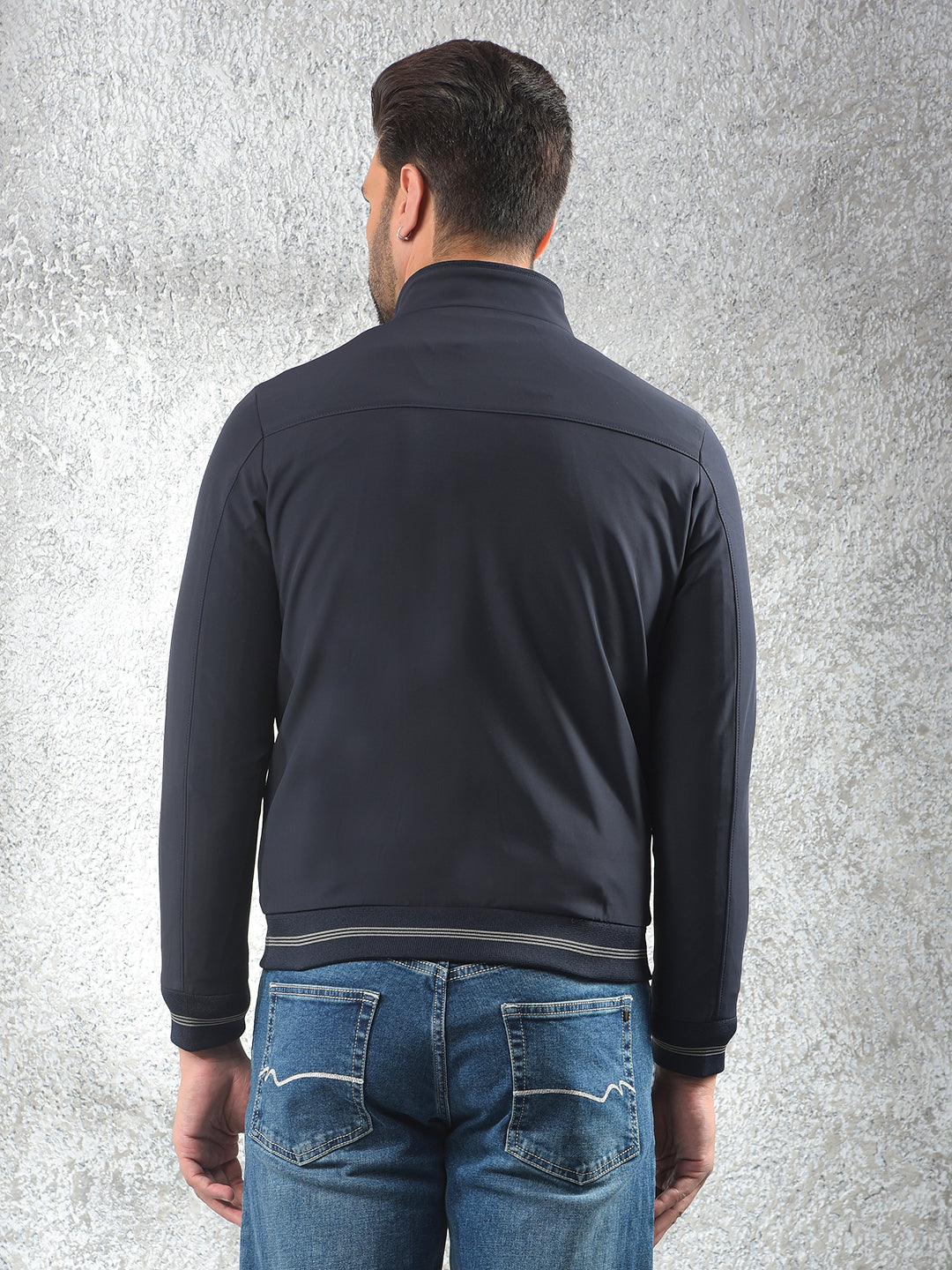 Minimalist Design Navy Blue Puffer Jacket