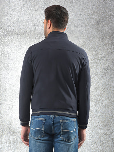 Minimalist Design Navy Blue Puffer Jacket