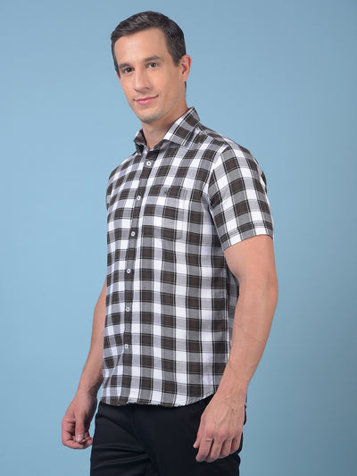 Olive Checked 100% Cotton Shirt
