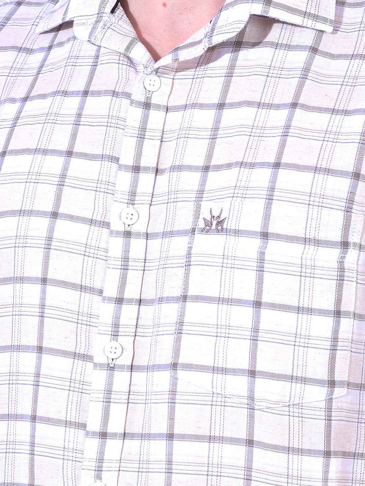 Olive Linen Checked Shirt