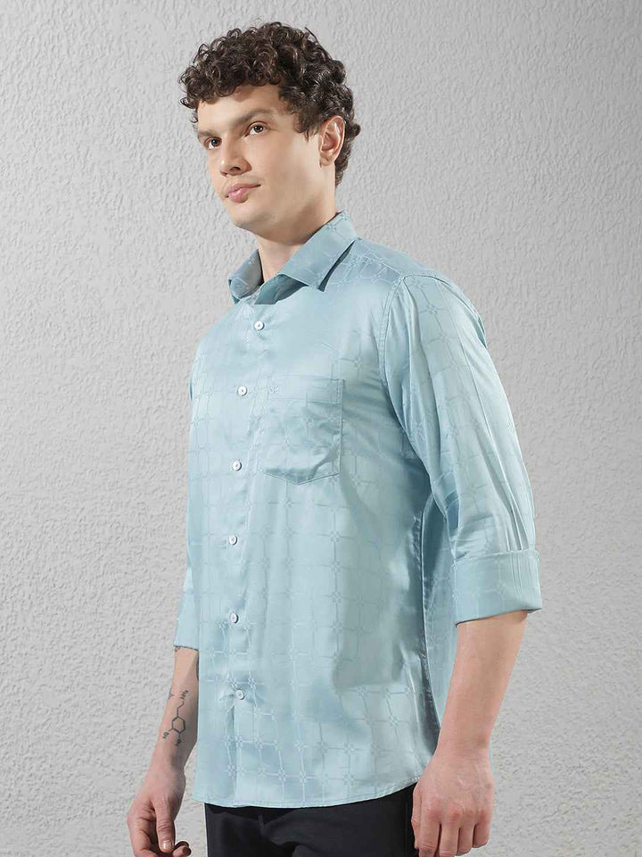 Blue Modern Printed Casual Shirt