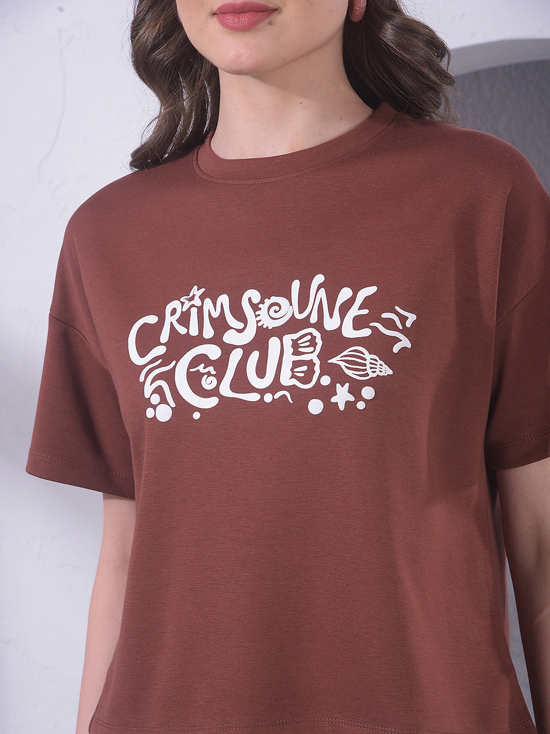 Brown Typographic Print T-Shirt