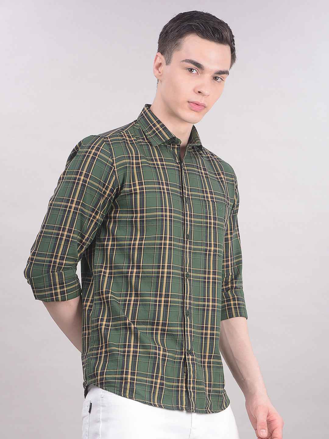 Green Checked 100% Cotton Shirt