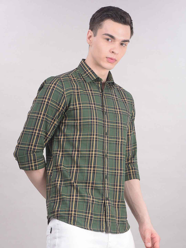 Green Checked 100% Cotton Shirt