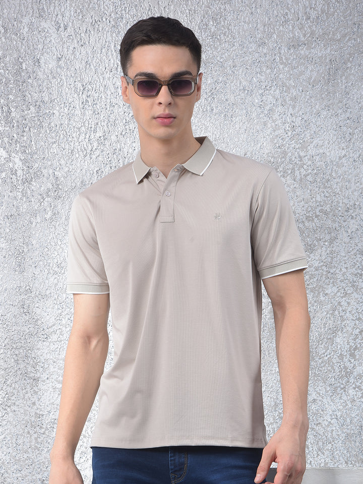 Beige Polo-Neck T-Shirt