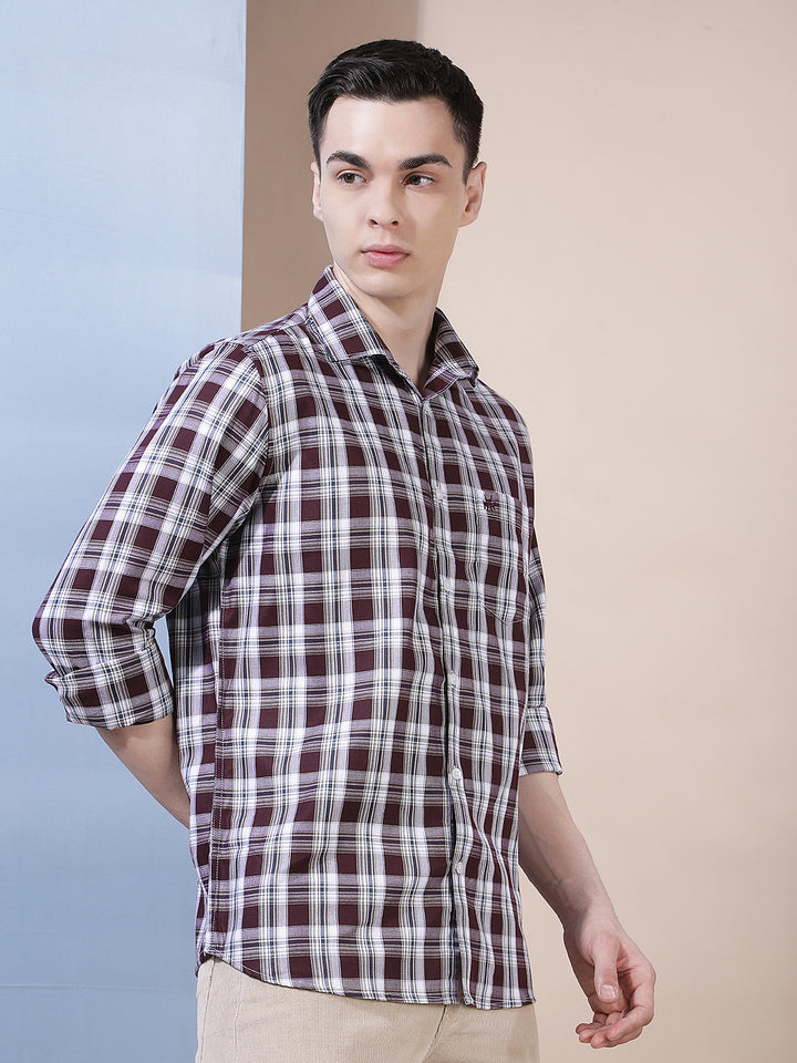 Classic Cinnamon Brown Checked Shirt