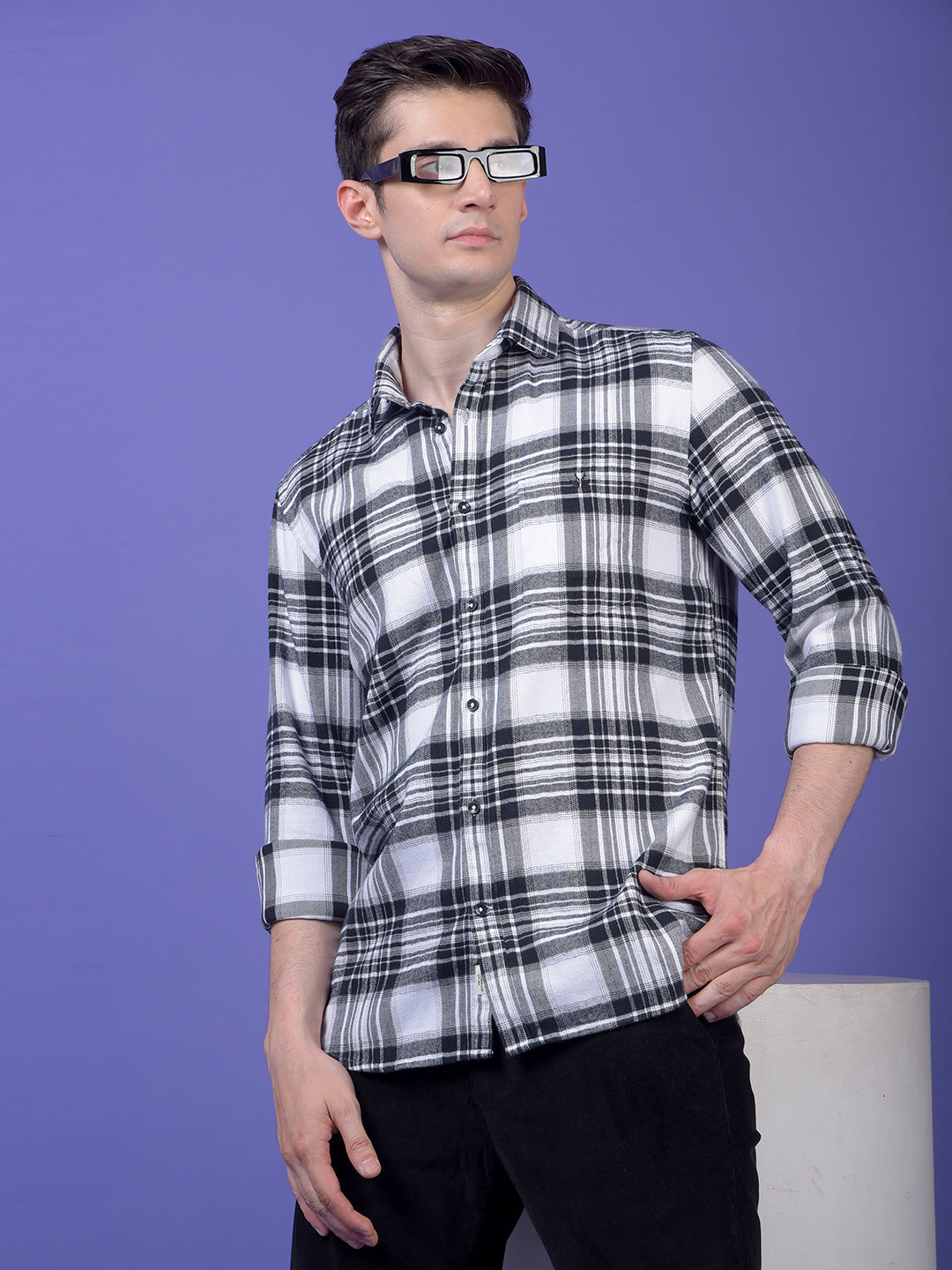 Black Checked 100% Cotton Shirt
