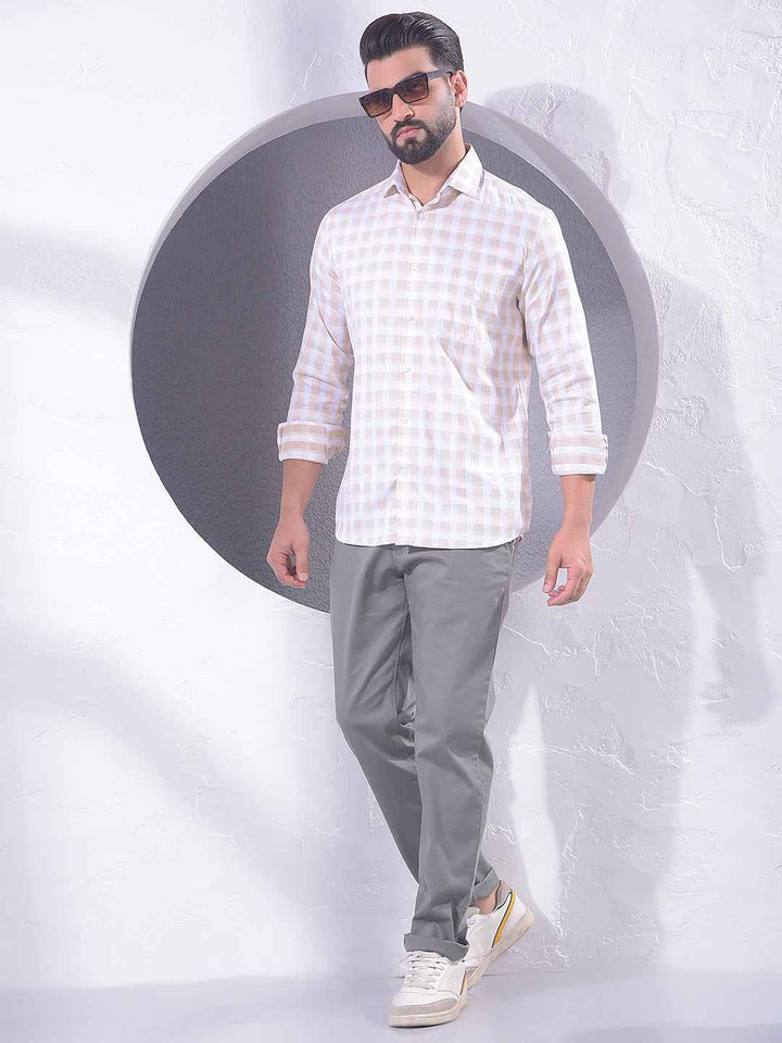 Tan Checked 100% Cotton Shirt