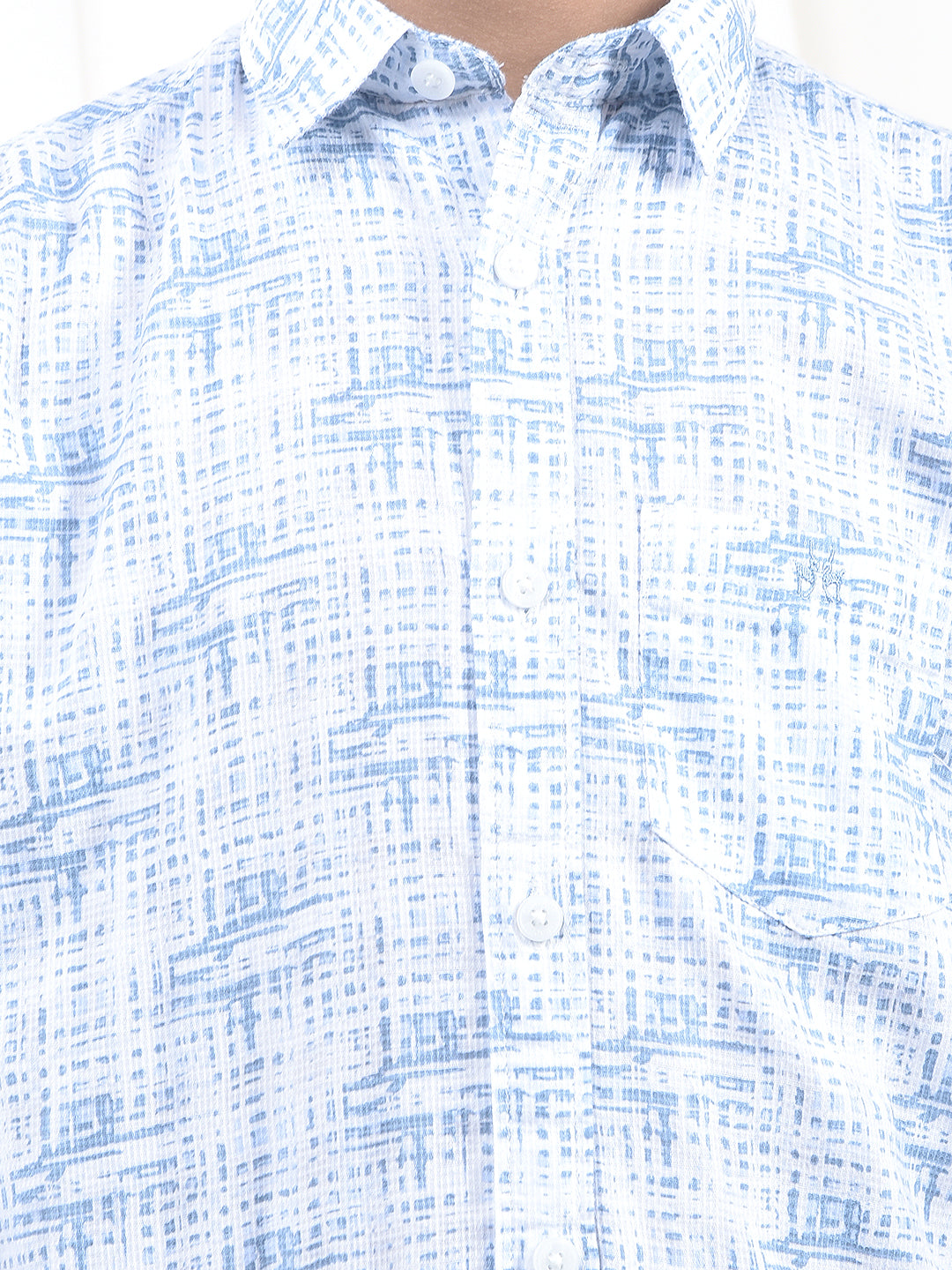 Blue Printed 100% Cotton Shirt