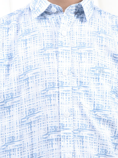 Blue Printed 100% Cotton Shirt