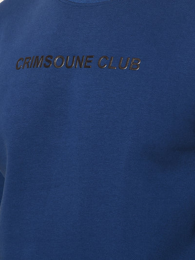 Classic Blue Cotton Sweatshirt With Brand Logo