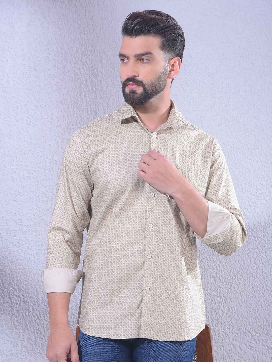 Beige Printed Shirt