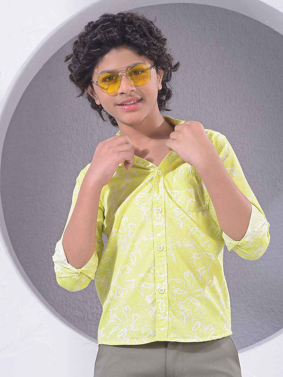 Green Floral Print Shirt