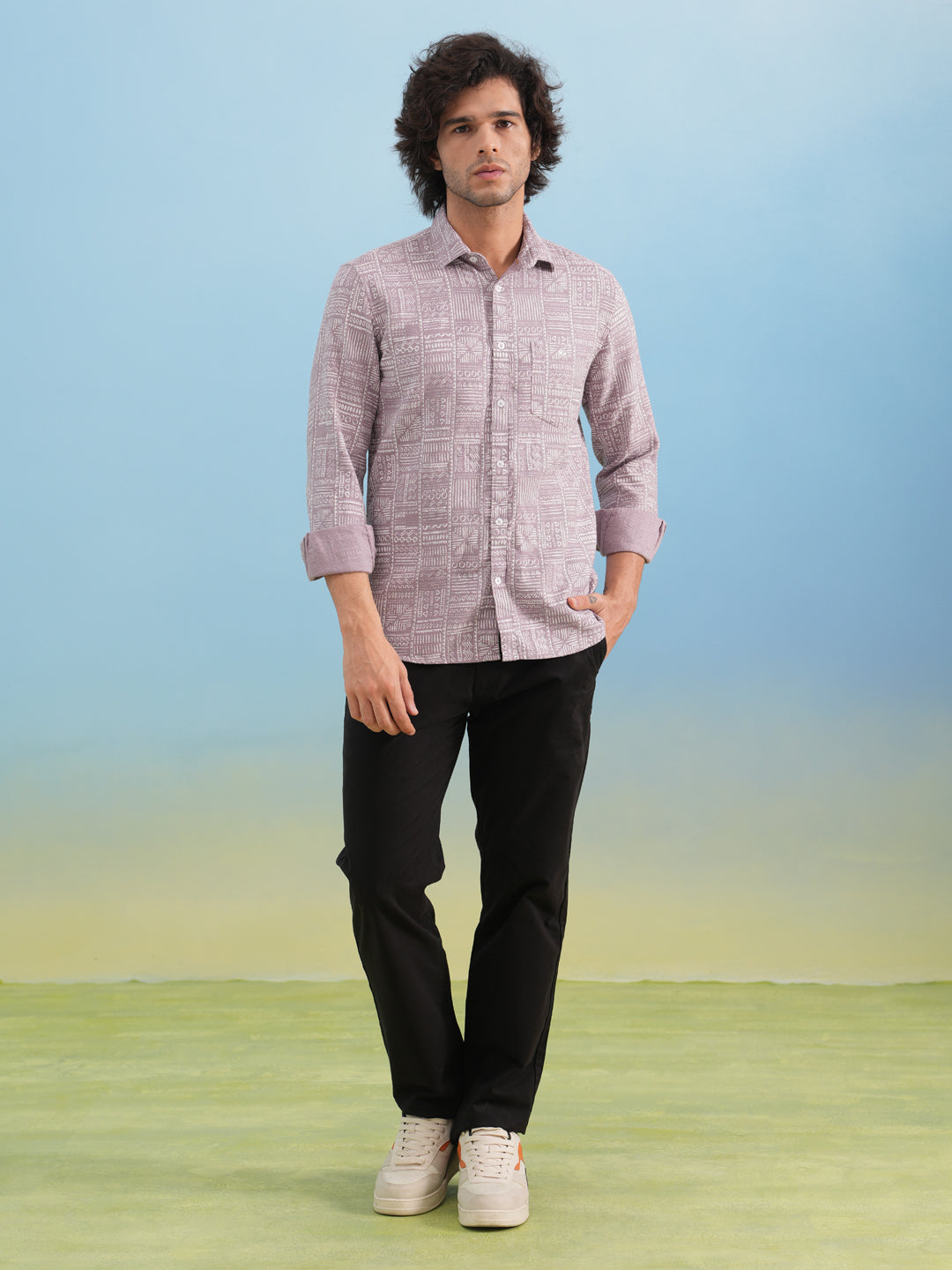 Pink Printed 100% Cotton Shirt