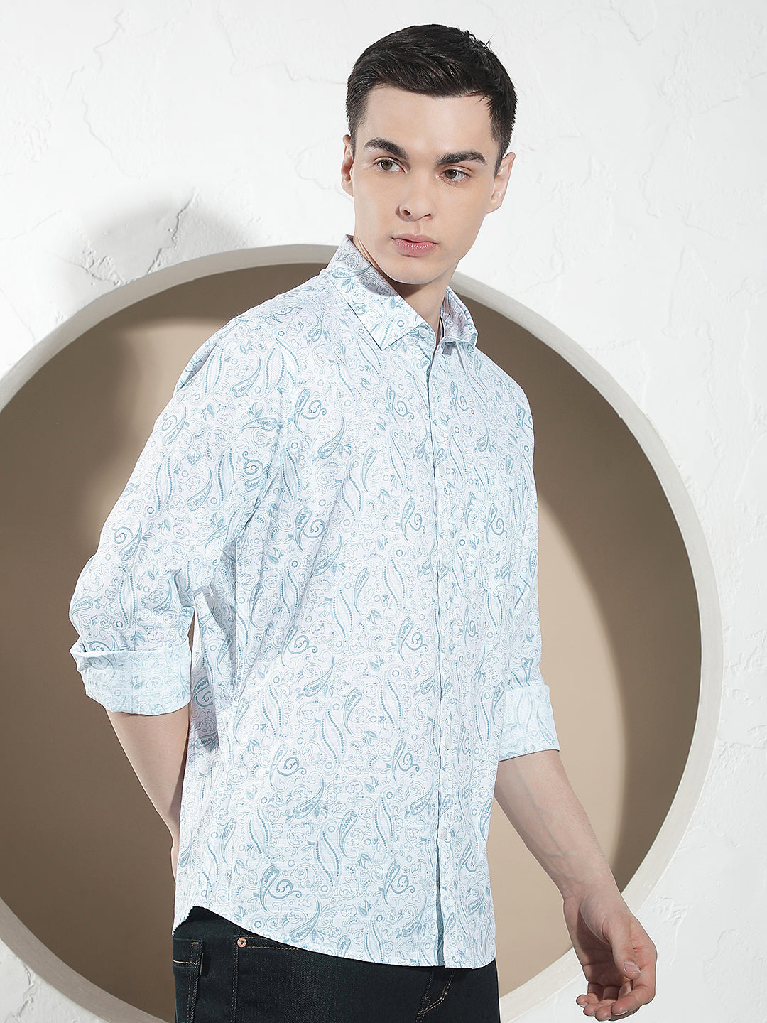 Blue Botanical Print Shirt