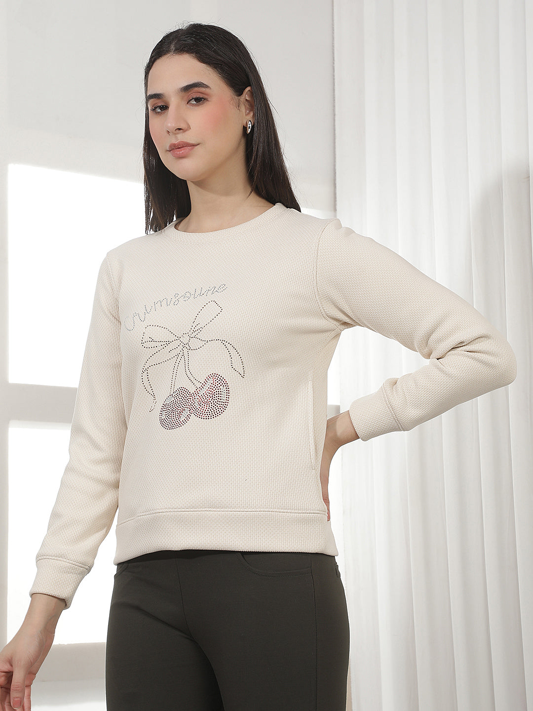Urban Sunlit Peach Embellished Sweatshirt