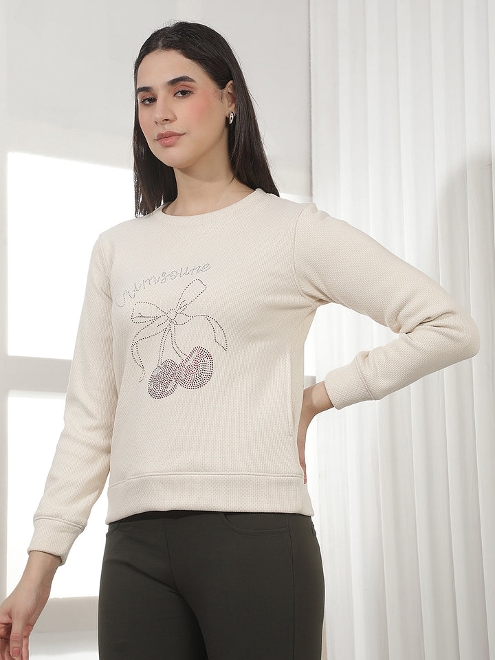 Urban Sunlit Peach Embellished Sweatshirt
