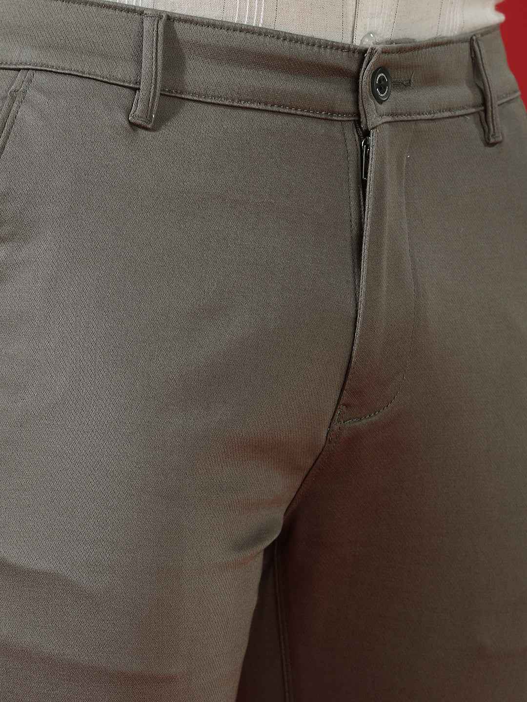 Olive Green Stretch Smart Trousers