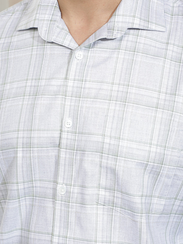 Chic Olive Green Checked Shirt