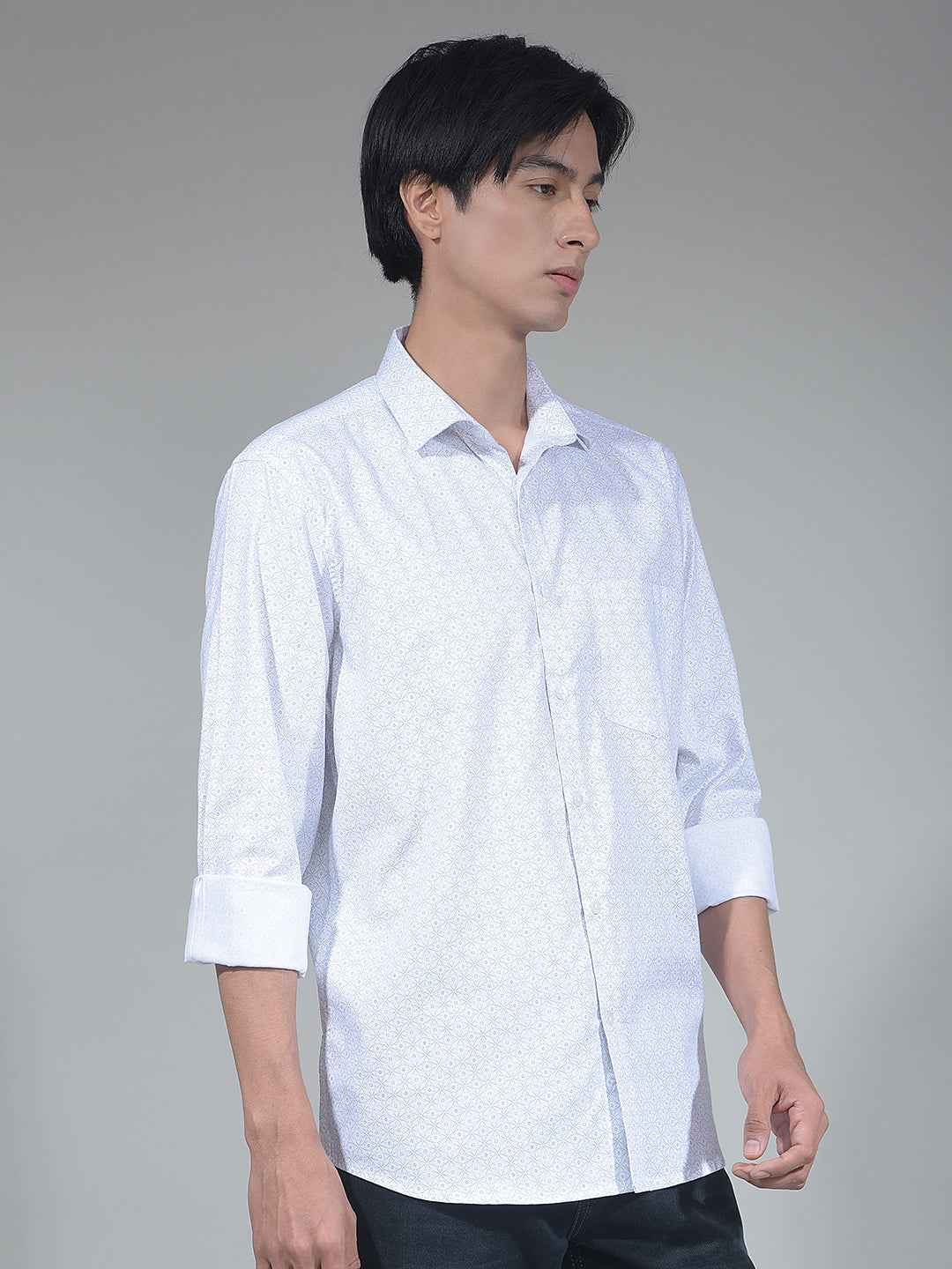 White Floral Print Shirt