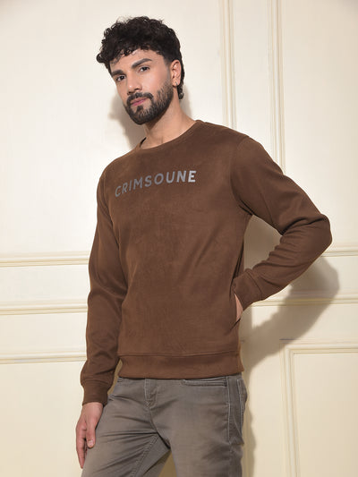 Brown Typographic Print Sweatshirt